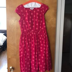 Pink polka dot dress with pockets